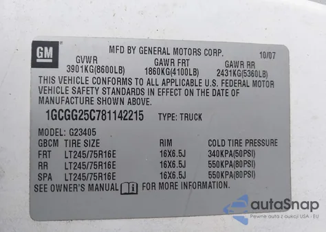 2008 Chevrolet Express Work Van from USA, damaged, VIN 1GCGG25C781142215